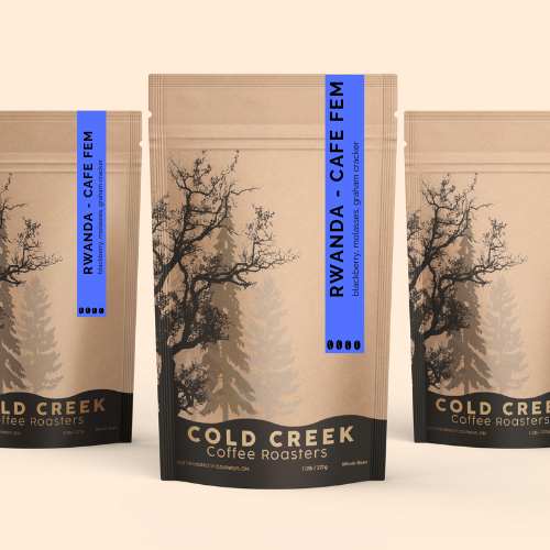 Rwanda coffee beans from Abakundakawa Cooperative, grown at 1,600-1,800 meters, Fairtrade certified with notes of berries, molasses, and graham cracker.